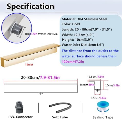 Customizable 12in Stainless Steel Waterfall Fountain - Elegant Outdoor Garden Water Feature for Patio & Deck - Modern Pond Decor with Fittings