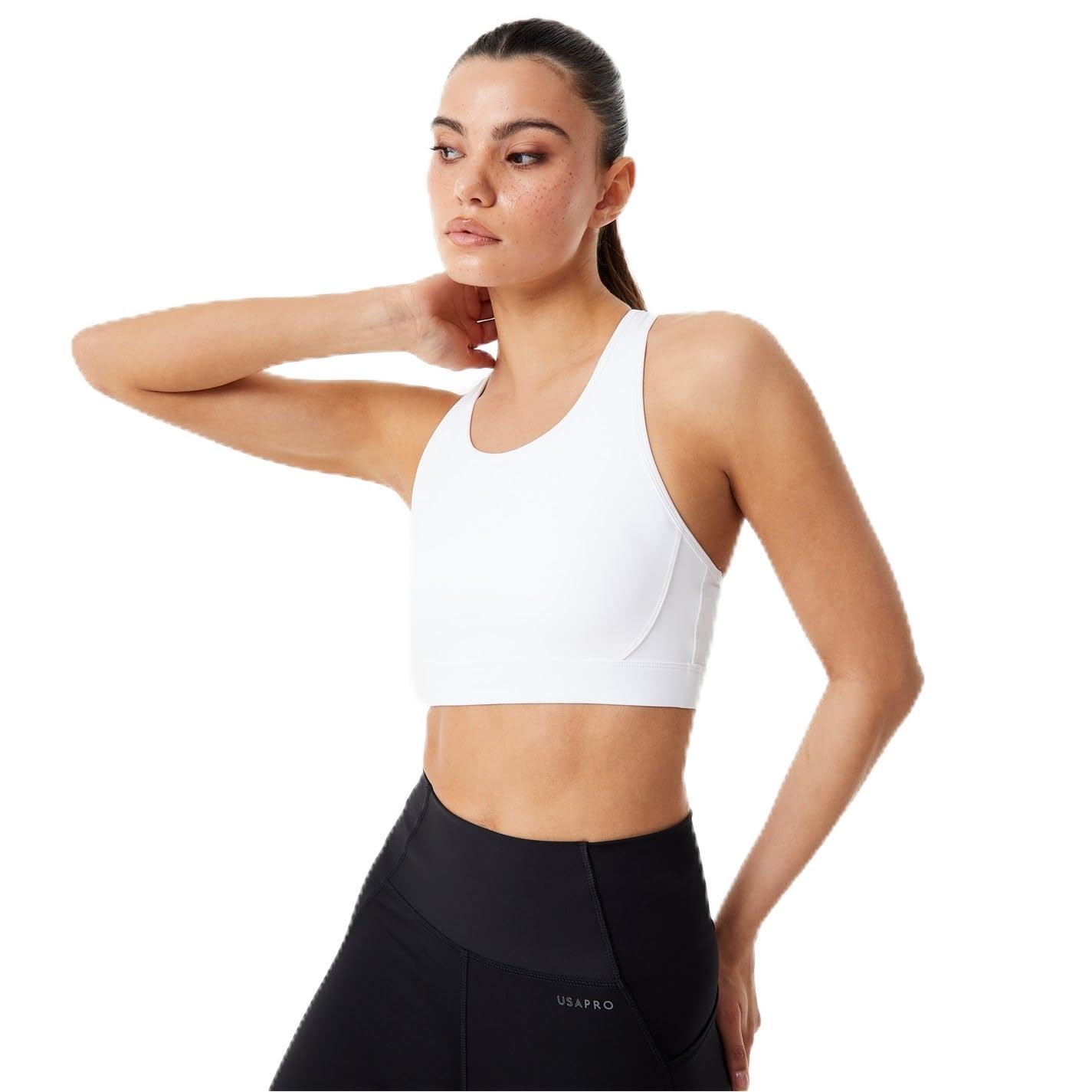 USA Pro Womens Core Racer Back Sports Bra White XL