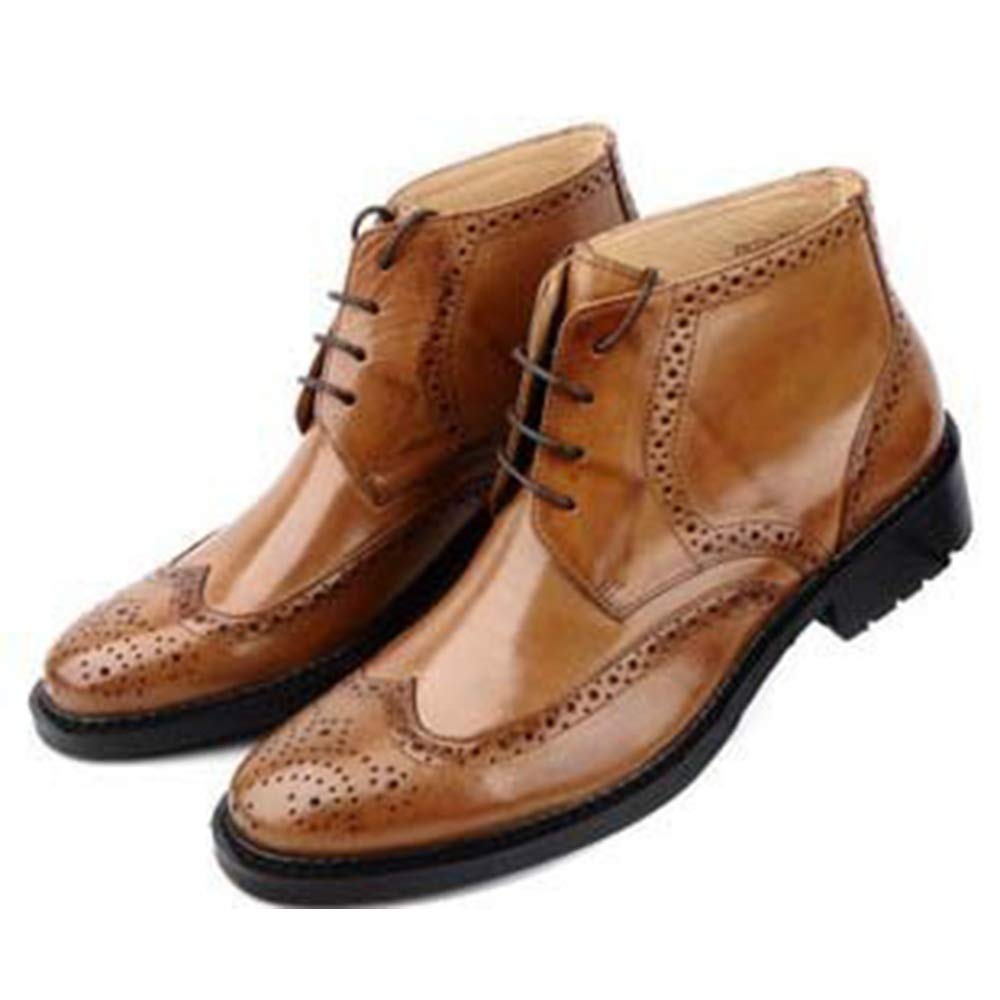 Botte de travail brogue en cuir véritable sculpté style business