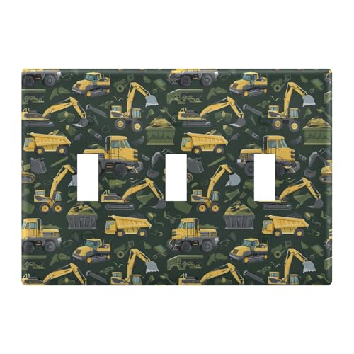 Light Switch Cover Excavator Engineering Vehicle Wall Plates for Electrical Outlets 3 Gang 202b5772