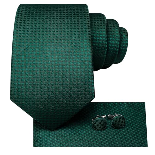 Image of Hi-Tie 70 inches Ties for Men Silk Extra Long Necktie and Pocket Square Cufflinks Set Men Big and Tall Tie Business