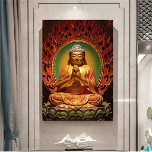 Statue bouddha poster 70x100cm art mural pour salon déco sans cadre
