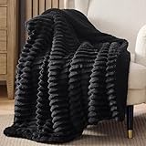 Bedsure Sherpa Throw Blanket for Couch - Super Soft, Cozy Fleece Thick Warm Blanket for Winter, GentleSoft Plush & Fluffy Throw Gift for Women, Room Decor, Black, 50x60 Inches
