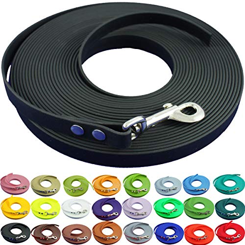 bio-leine leichte 9mm Biothane Schleppleine ohne Handschlaufe - 3 bis 25m I für kleine Hunde, 3m in Schwarz I schmutzabweisende & Wasserabweisende Hundeleine Leine