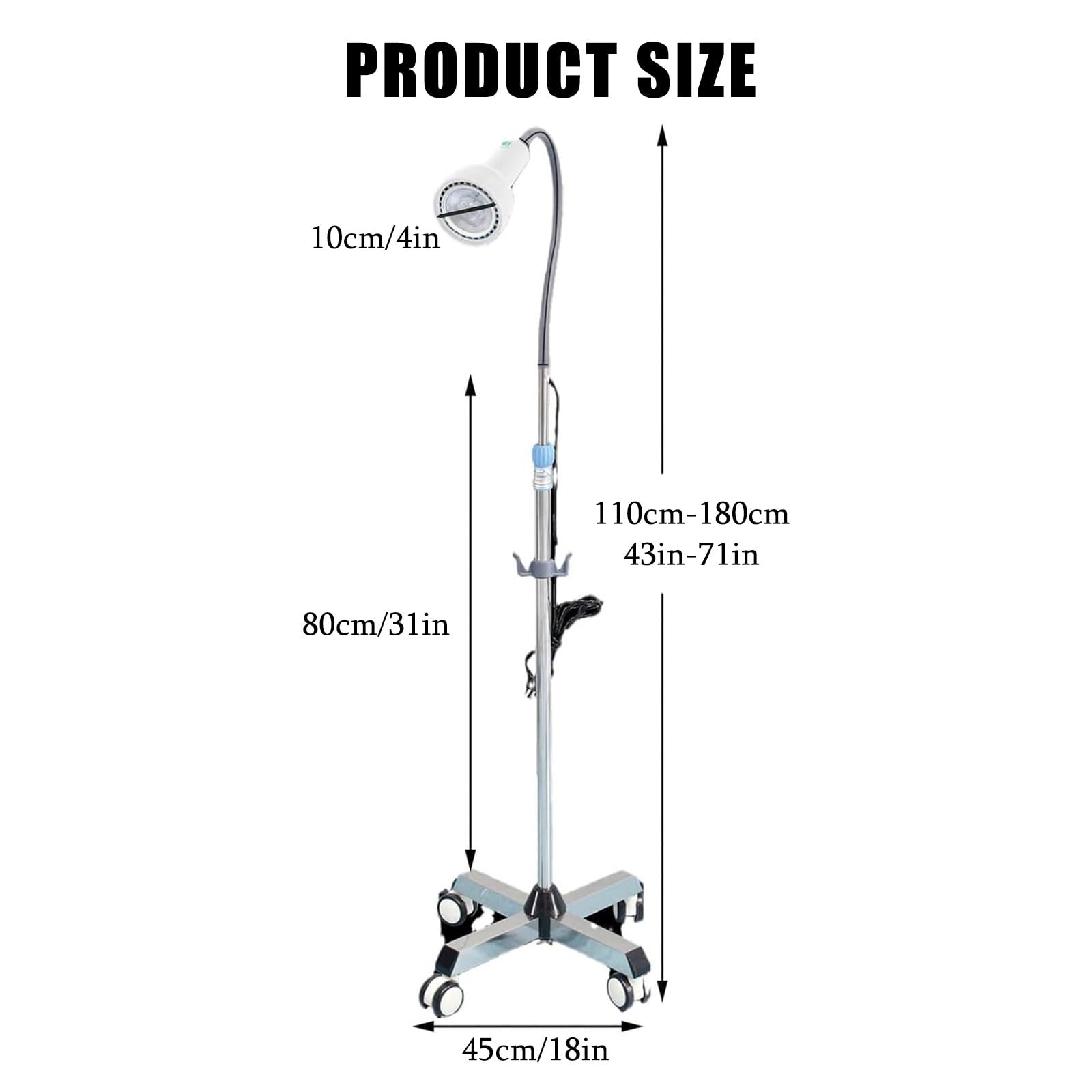 Lampada Per Visita Medica, Lampada Per Visita Chirurgica A Led, Lampada Per Visita Ginecologica Con Supporto Da Pavimento, Base Ponderata, Altezza Regolabile, Adatta Per Ambulatori