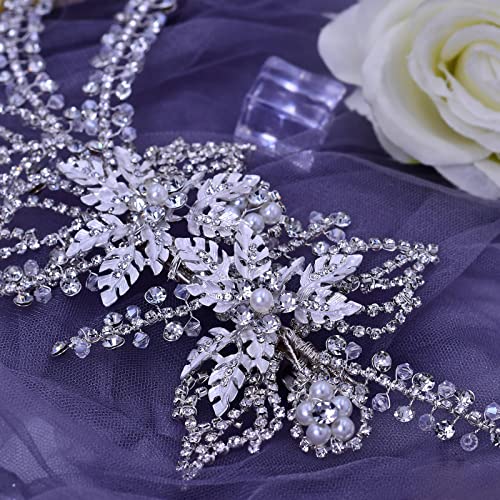 Lovfoiver Wedding Head Pieces Crystal Bridal Hair Clips Women's Handmade Bridal Rhinestone Wedding Party Hair Accessories #TOP2