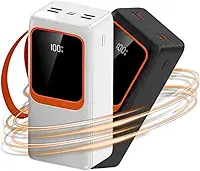 Power Bank Turbo 30000mAh 66W PD Carregamento Ultra Rápido Com Cabos Integrados Premium