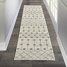 Nourison Home Grafix Ivory/Grey 23" x 12 Area Rug - Easy Clean, Non Shedding, Bed Room, Living Room, Dining Room, Kitchen 12 Runner