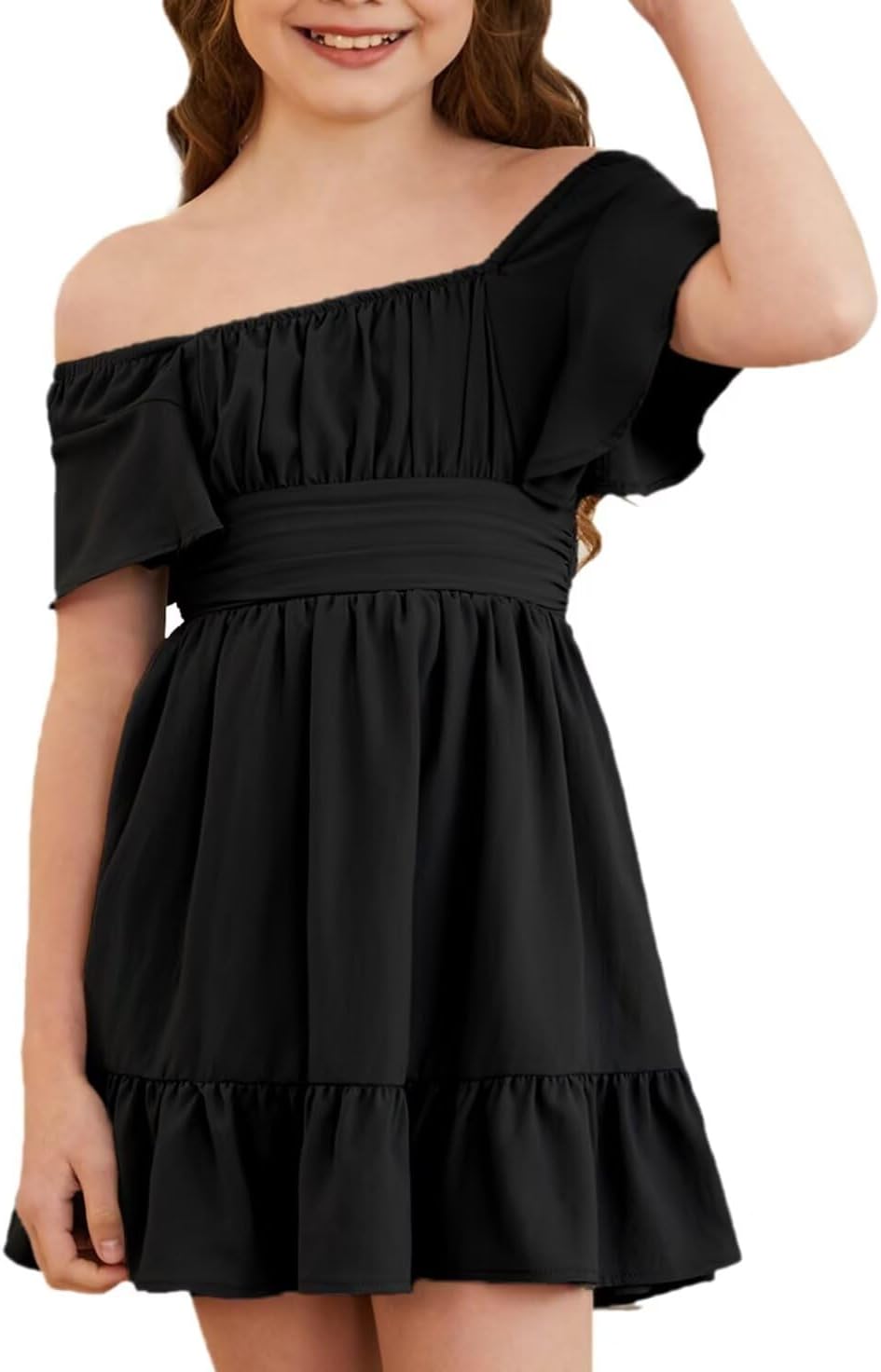 Girls Elegant Ruffle Back Tie Dress Size 4-15 Years Old - Image 2