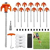 HA BIN Zeltheringe 20cm Schraubheringe – 12x Sturmsicher Camping Heringe aus robustem Stahl mit Gewinde, inkl. Steckschlüssel, Seil, Herauszieher & Tragetasche – Für Zelt, Pavillon, Outdoor