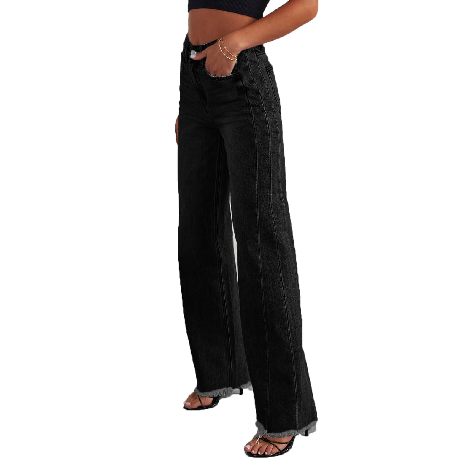 MASUCOR Strikjeans voor Dames Schattige Roze Strikjeans Baggy Jeans met Strikjes op Achterzakken Strikjeans met Geborduurde Zakken Middelhoge Rechte Wijde Pijpen Jeans Y2K Boyfriend(Light Blue,L