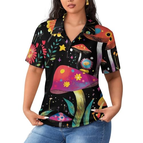 Camiseta polo transpirable de mujer con estampado floral, ideal para un look fresco de ocio