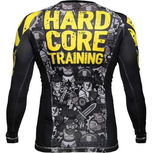 Hardcore Training Men's Rash Guard Compression Long Sleeve Jiu Jitsu, MMA No-Gi, Tight BJJ Grappling Base Layer Combat3