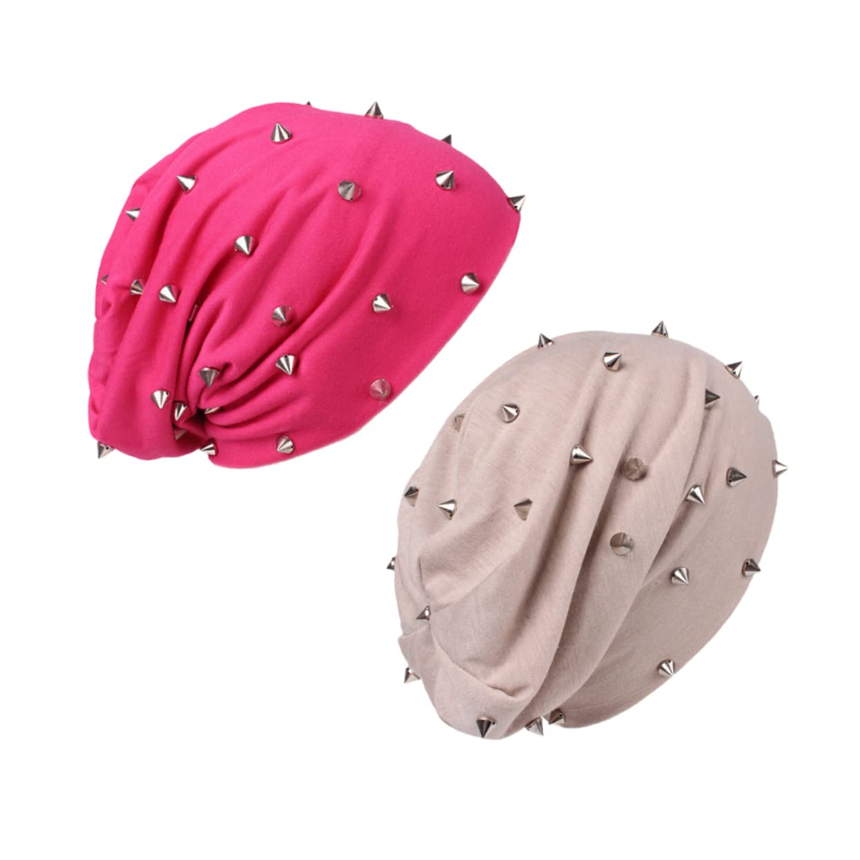 GALPADA 6pezzi Beanie Con Rivetti Punk Cappello Turbante Autunnale Per Chemoterapia Cappello Comodo e Caldo Beige