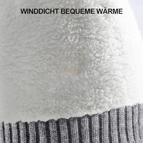 HOSPAOP Mütze, Schal & Handschuh-Sets für Damen 3 in 1 Set – Wintermütze Damen Beanie mit Bommel, Schal Damen Winter, Touchscreen Handschuhe, Wärmeset für Outdoor & Alltag, Grau
