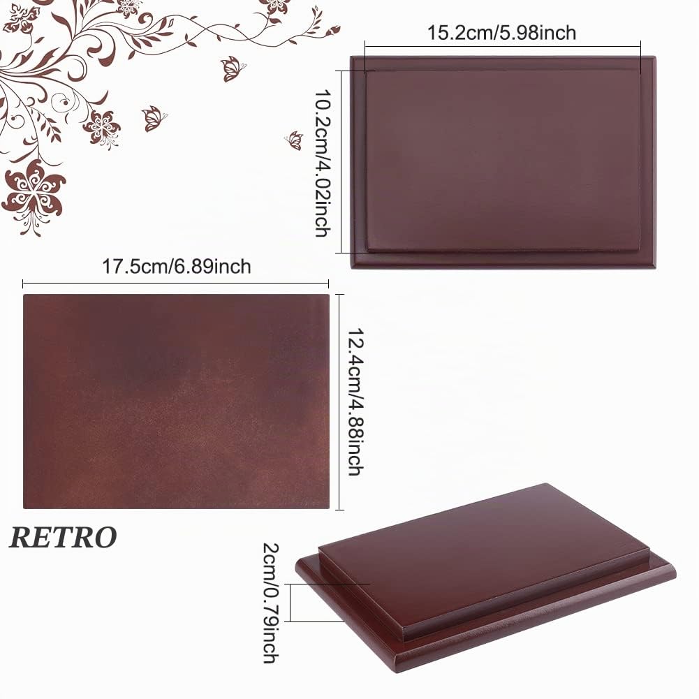 FINGERINSPIRE Base Rettangolare In Legno con Bordo Ogee (Cammello, 17.5x12.4x2 cm) per Pietre Preziose e Gioielli, Alzata per Arredamento Casa Colonica