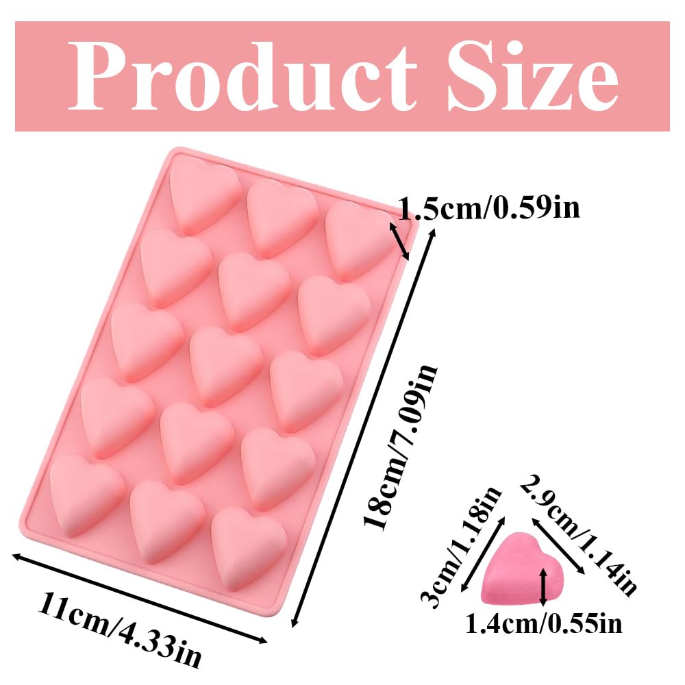 2 PCS Heart Shape Chocolate Moulds 15-Cavity Silicone Chocolate Mold Valentine's Day Candy Moulds for Baking DIY Resin Jelly Ice Cube Cake Dessert Decoration - Image 2