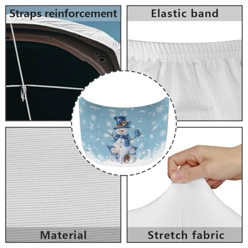 Image of Christmas Snowman Print Car Hood Cover Stretch Polyester Car Hood Cover Waterproof Automotive Accessories Suitable Most Automotive Sedans Trucks Pickup Sports Cars