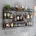 PIKYsailed 47 Inch Metal Wall Mounted Wine Rack, 3 Tier Bar Shelves with Glass Holder, Large Capacity Modern Liquor Shelves for Home Bar, Dining Room & Kitchen, Black