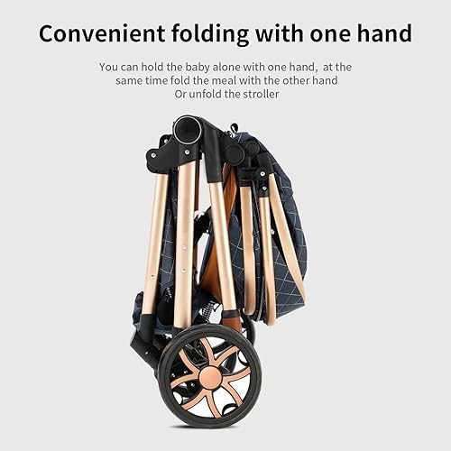 Miniatura 9 de Cochecito de bebé 2 en 1, cochecito infantil convertible, cochecito de bebé de paisaje alto, cochecito plegable con toldo ajustable (caqui)