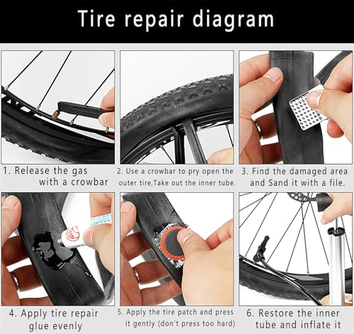 44-56 Piezas Kit Repara Pinchazos Bicicleta,Kit de Reparación de Neumáticos de Bicicleta,Parches Bicicleta Autoadhesivo,Unisex Adulto,con Caja de Accesorios,para Ciclistas,vehículos Todoterreno - Imagen 7