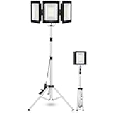 UFOND 21000 Lumens LED Work Light with Stand, Foldable 3-Head Worklight with Individual Switches, Telescoping Tripod & 10Ft Cord,Waterproof Job Site Lighting for Construction Garage Home Camping