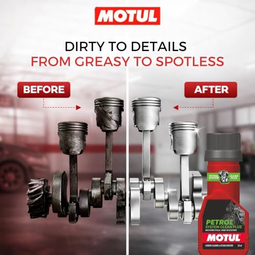Image of Motul Petrol System Clean Plus 50 ml for Bikes & Scooters - Fuel System & Injector Cleaner, Improves Mileage, Restores Engine Performance & Reduces Emissions