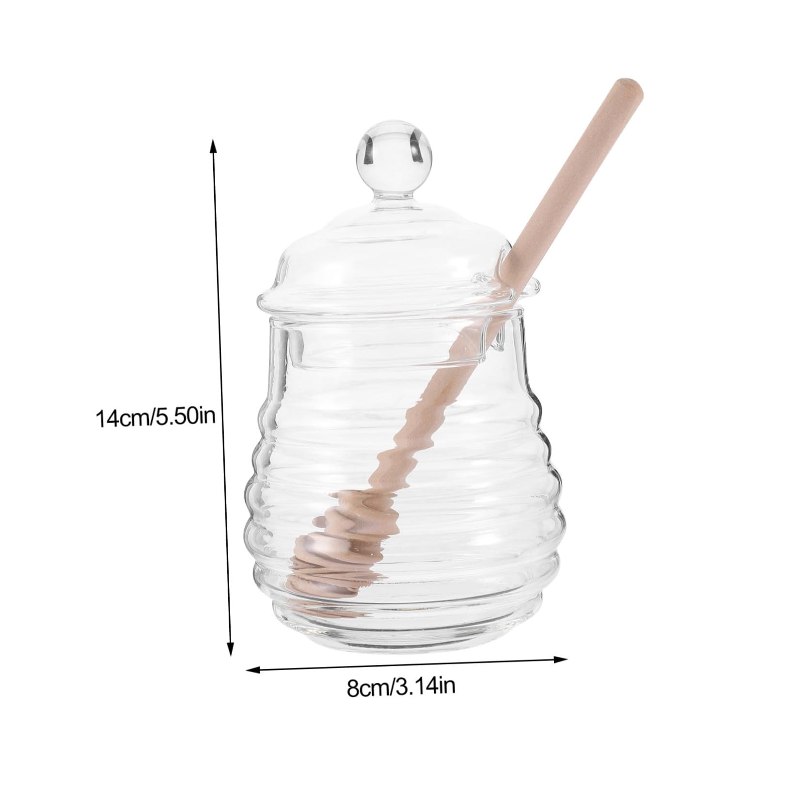 Luxshiny 1 Set Lidded Glass Honey Pot with Dipper Transparent Food Storage Container for Honey Syrup and Dry Food Practical Kitchen Canister with Simple Design