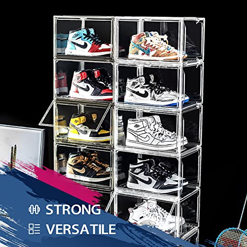 Dayooh Acrylic Sneaker Shoe Display Case Transparent Sneaker Box Shoe Storage Boxes Clear Plastic Stackable Boot & Shoe Boxes Clear Shoe Organizer Containers With Lids, 1Pack Size 14 #TOP6