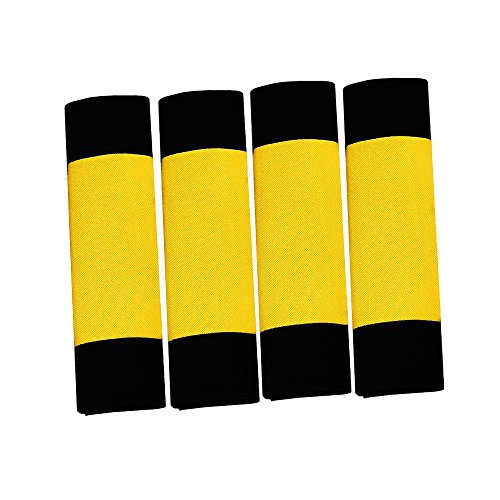 Image of FH Group Universal Fit Modernistic and Seat Belt Pads Combo Set Steering Wheel Cover Fits Most Cars, SUVs Yellow