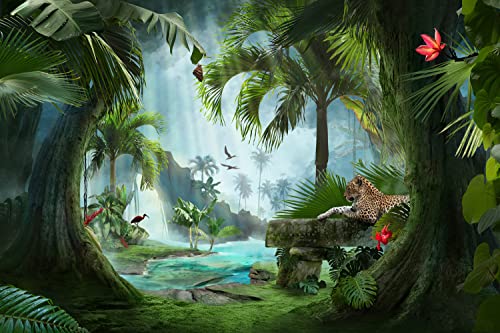 Bormia Fantasy Forest Wall Mural 151"X105" Animal Leopard Large Photo Wallpaper Landscape Wall Decal For Living Room Bedroom Tv And Sofa Background Kids Rooms #TOP1