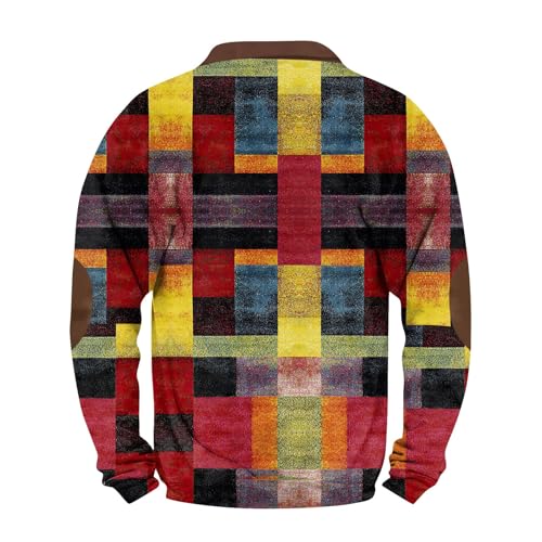 Mens Fall Workout Fashion Prints Long Sleeve V-Neck Casual Zip Up Vintage Cardigan Sweatshirts4