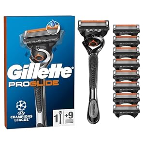 Gillette ProGlide Razor for Men, 1 Gillette Razor, 9 Razor Blade Refills, Designed for a Close Shave, with Lubrastrip