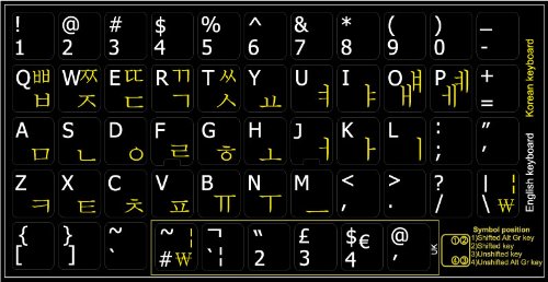 4Keyboard Korean-English Non-Transparent Keyboard Labels On Black Background For Desktop, Laptop And Notebook #TOP1