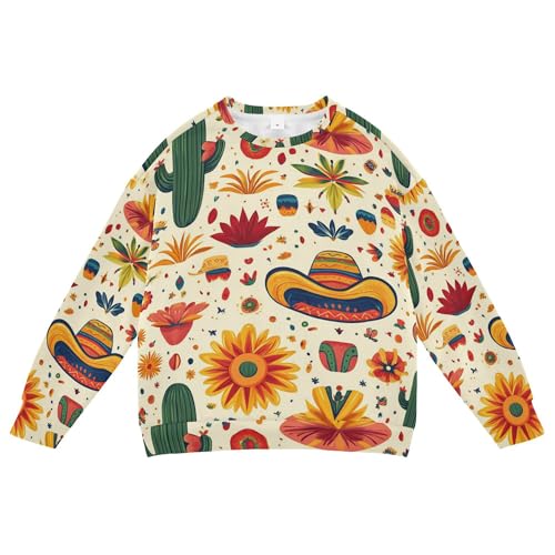 JUNZAN Mexican Cactus Hats Little Boys Hooded Sweatshirt Long Sleeve Fall Tops Shirts Sports 4T
