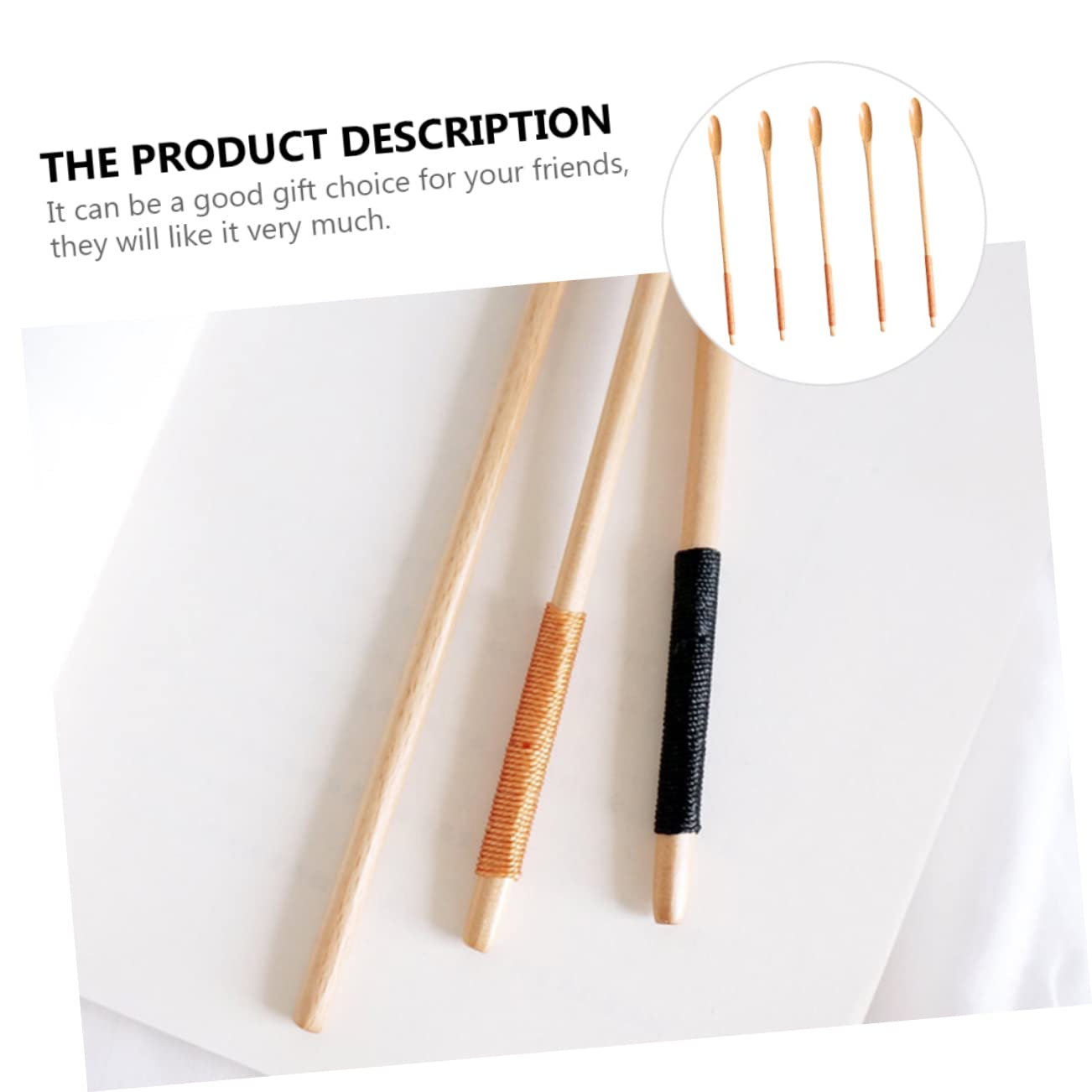 FELTECHELECTR 5pcs Wooden Demitasse Spoons Coffee Bar Stirring Spoon Long Handle Honey Mixing Spoon for Cooking
