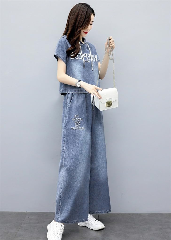 Amazon.co.jp: セットアップレディース2点セットデニムズボンパンツ