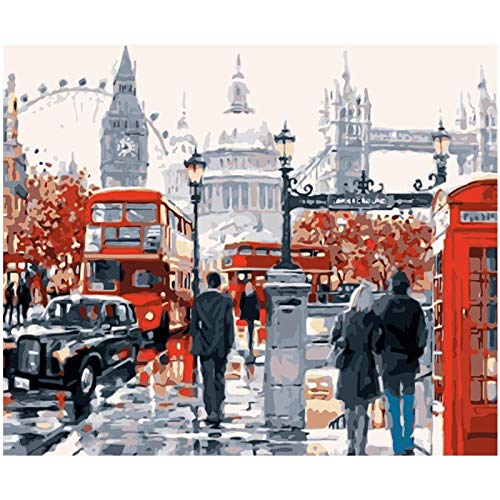 Peinture par numéros idée cadeau avec kit peinture acrylique Londres sur cadre
