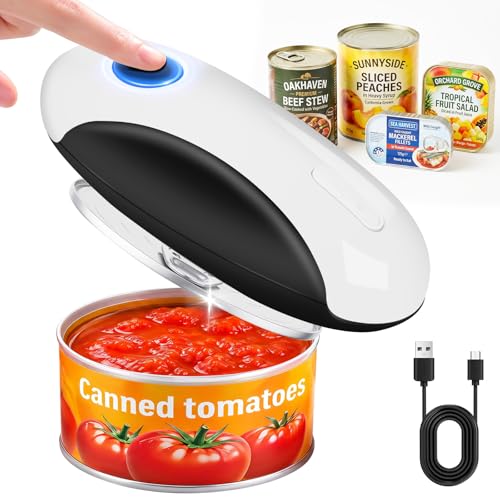 DeskAKBK Electric Can Opener, USB-C Rechargeable One Touch Hands Free Automatic Can Openers for Most Can Sizes Smooth Edge, Safe and Easy to Use for Seniors, Arthritis Sufferers, Kitchen and Camping