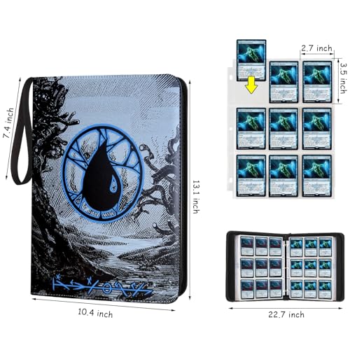 Image of 9 Pocket Card Binder, 720 Double Sided Pocket Trading Card Binder, Premium PU Card Collector Album,Card Folder for MTG /YGO /PTCG /Game Cards(Blue)