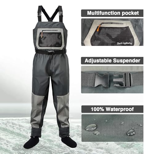 Vadeadores de pecho de pesca impermeables y pantalones para invierno 5