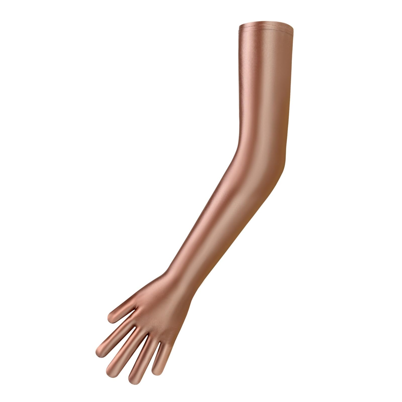 Guantes Largos De Satén Guantes de satén con dedos conectados, brillantes y elásticos, ultra largos, vestir(Brown,M)