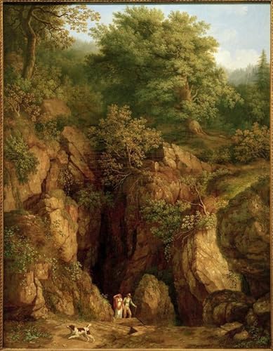 Cuadro pintura al óleo de Hackert, Gruta de San Francisco en Monte Verna para pared 60x90