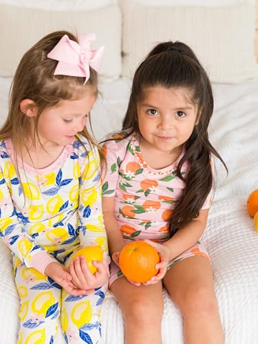 RuffleButts SoftSnooze™ Viscose from Bamboo Toddler Girls Ruffle Short Sleeve Pajama Set4
