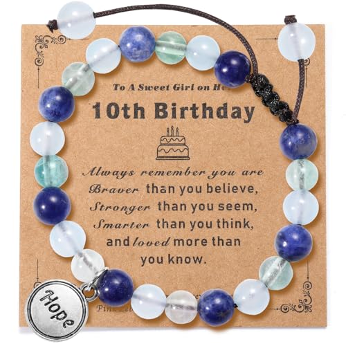 Stealth Stone 10-Year-Old Girl Boy Birthday Gifts Adjustable Beaded 10th Birthday Bracelets as 10th Birthday Gifts 10 Year-Old Birthday Gifts for Daughter Son Handmade
