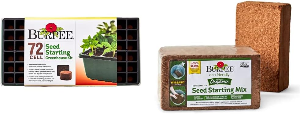 Burpee Greenhouse Indoor Seed Starting Kit + Organic Coconut Coir Seed Starting Mix