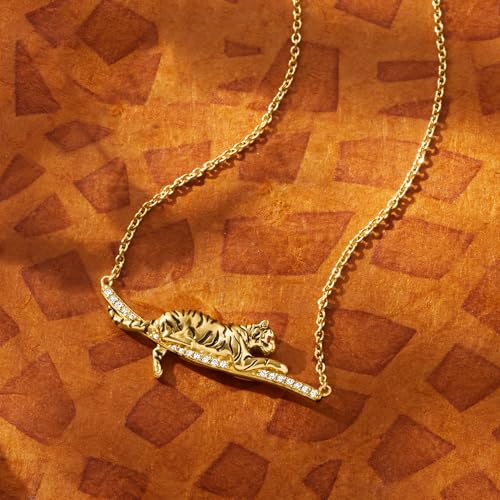 Ross-Simons 0.10 ct. t.w. White Topaz and Black Enamel Tiger Bar Necklace With Rubies in 18kt Gold Over Sterling. 18 inches3