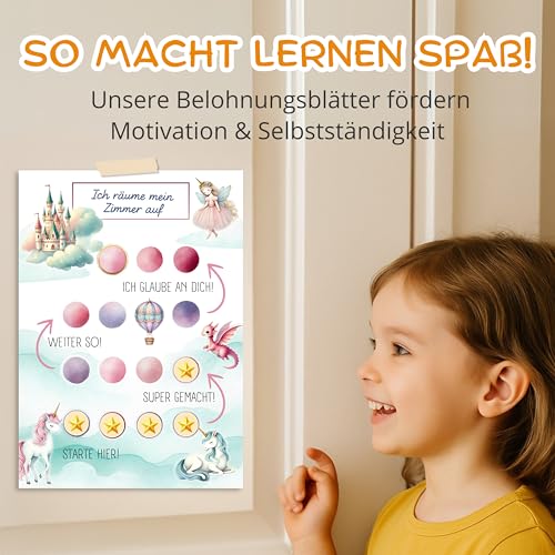 MINITALES Belohnungstafel Kinder – Belohnungssystem mit 10 Blättern & Stickern für Töpfchentraining, Routine & Aufgaben | Aufgabentafel & Routine Planer Kinder ab 3, 4, 6 Jahren