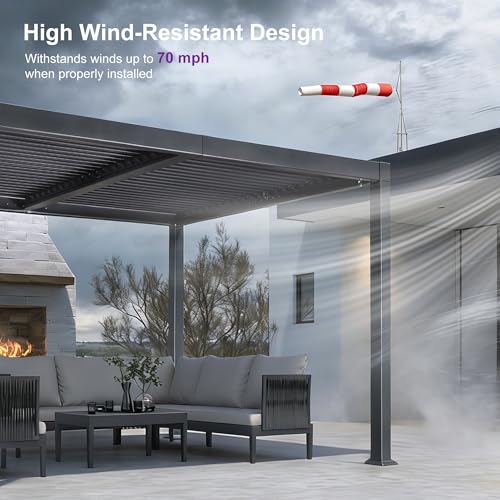 Image of PURPLE LEAF Louvered Pergola 10' x 12' Aluminum Outdoor Pergola with Adjustable Louvers Roof and Integrated Drainage System 70 Mph High Wind Resistant Small Pergolas for Patio Deck Porch Yard