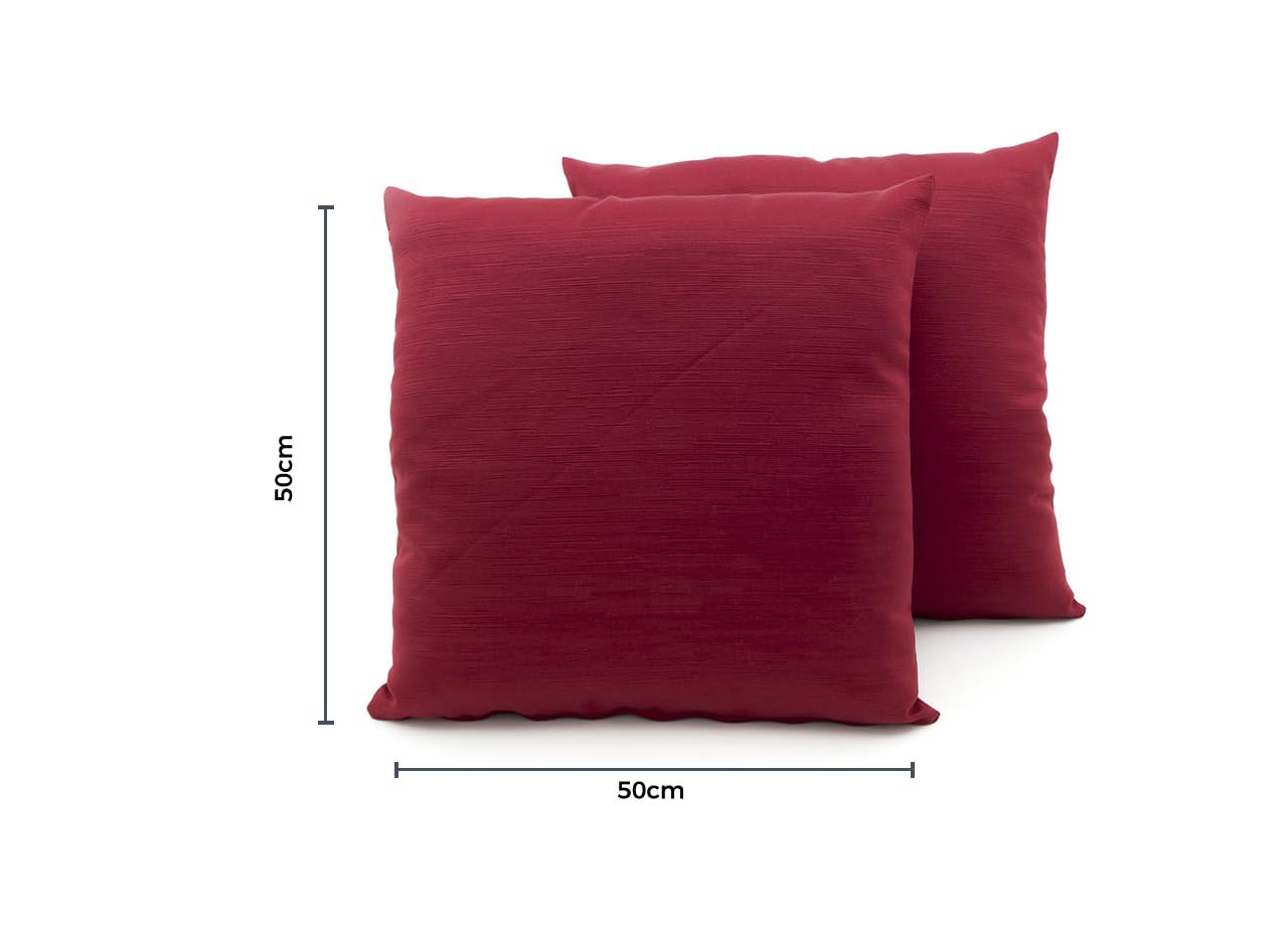 BIANCHERIAWEB Coppia Cuscini Arredo Imbottiti Tessuto Ottoman in Tinta Unita Bordeaux 27 50x50 Bordeaux 27